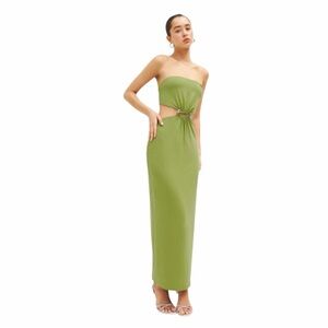 Reformation Avocado Green Amaia Knit Midi Dress Womens L